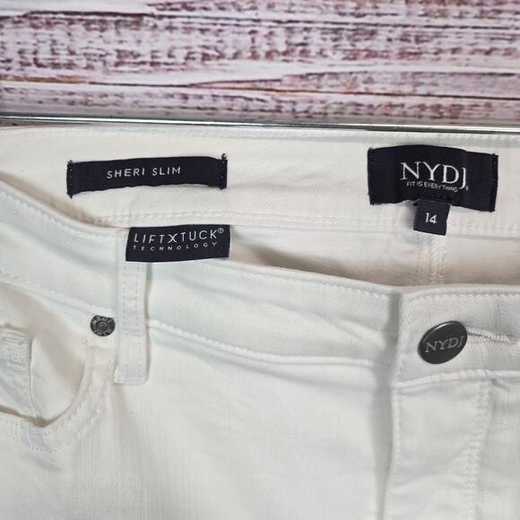 NYDJ White Jeans Size 14 Sheri Slim Ankle LIft Tuck Cotton Stretch Neutral Cool - Picture 5 of 11